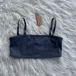 SKIMS Black Bandeau Bikini Top